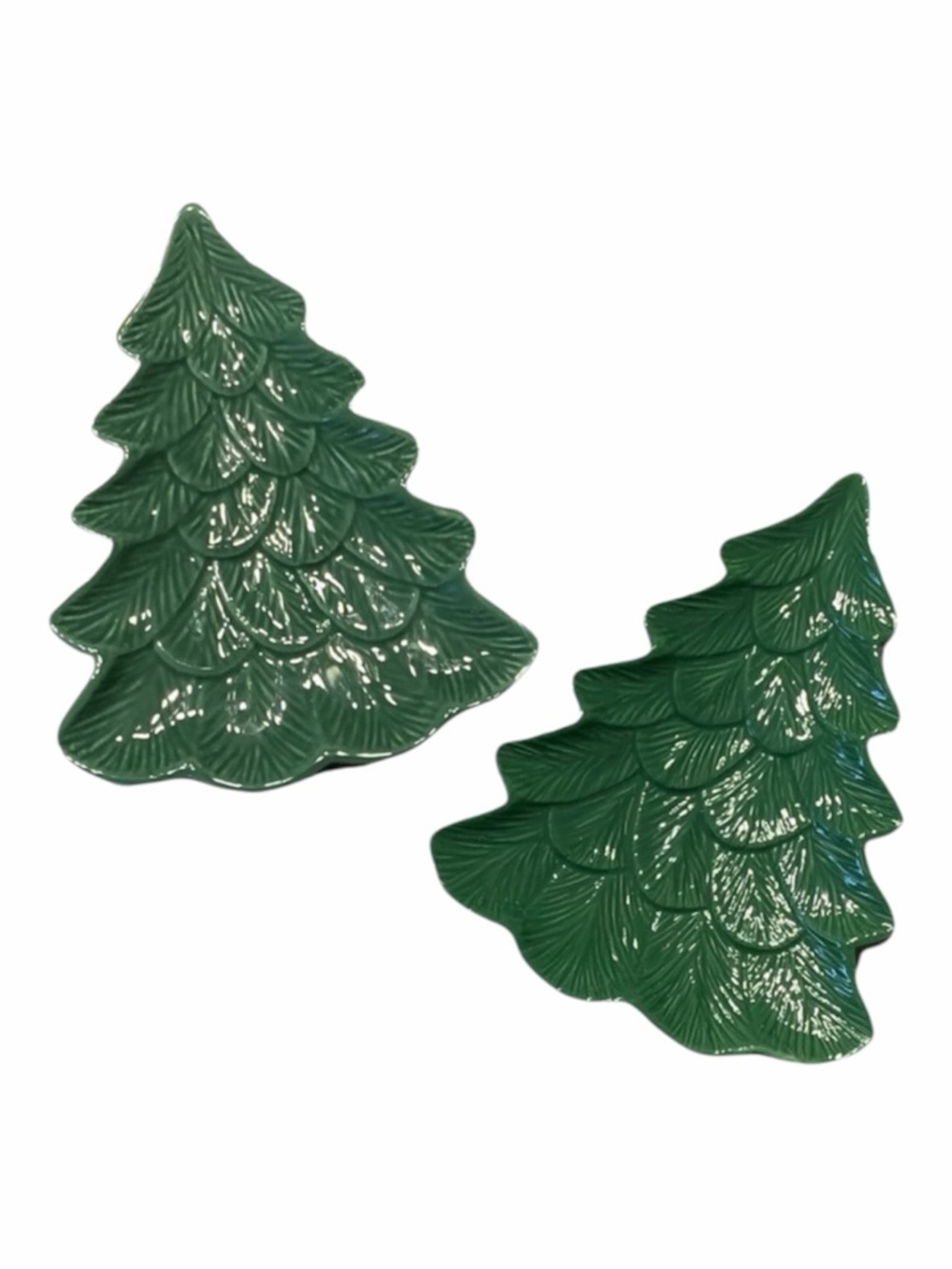 Hallmark Ceramic Christmas Tree Trinket Dish in Green Set is 2
